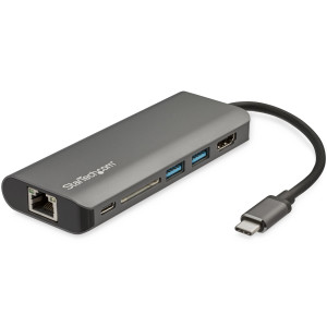 Startech USB C Multiport Adapter - USB-C Travel Dock to 4K HDMI, 3x USB 3.0 Hub, SD/SDHC, GbE, 60W PD 3.0 Pass-Through - USB Type-C/Thunderbolt 3 - Upgraded Version of DKT30CSDHPD Computing Dock / Port Repeater