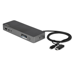 Startech USB-C & USB-A Dock - Hybrid Universal Laptop Docking Station w/ Dual Monitor 4K60Hz HDMI & DisplayPort - USB 3.1 Gen 1 Hub, GbE - 60W Power Delivery - Windows, Mac & Chrome Computing Dock / Port Repeater