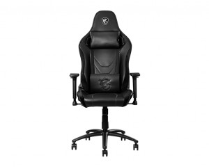 MSI MSI MAG CH130X Gaming Chair 'Black with carbon fiber design with velvet trim, Carbon steel frame, Reclinable backrest, Adjustable 2D Armrests, foam, Ergonomic headrest pillow,