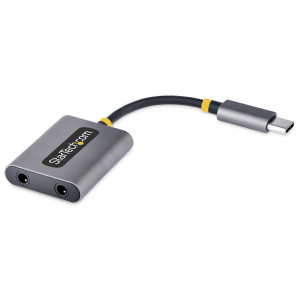 Startech USB-C Headphone Splitter, USB Type C Dual Headset Adapter w/Mic Input, USB C to 3.5mm Audio Adapter/Earphone Dongle, USB C to