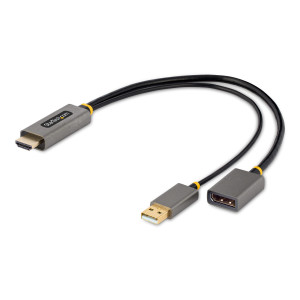 Startech 1ft (30cm) HDMI to DisplayPort Adapter Cable, Active 4K 60Hz HDMI 2.0 to DP 1.2 Converter, HDR, USB Bus Powered, HDMI Source